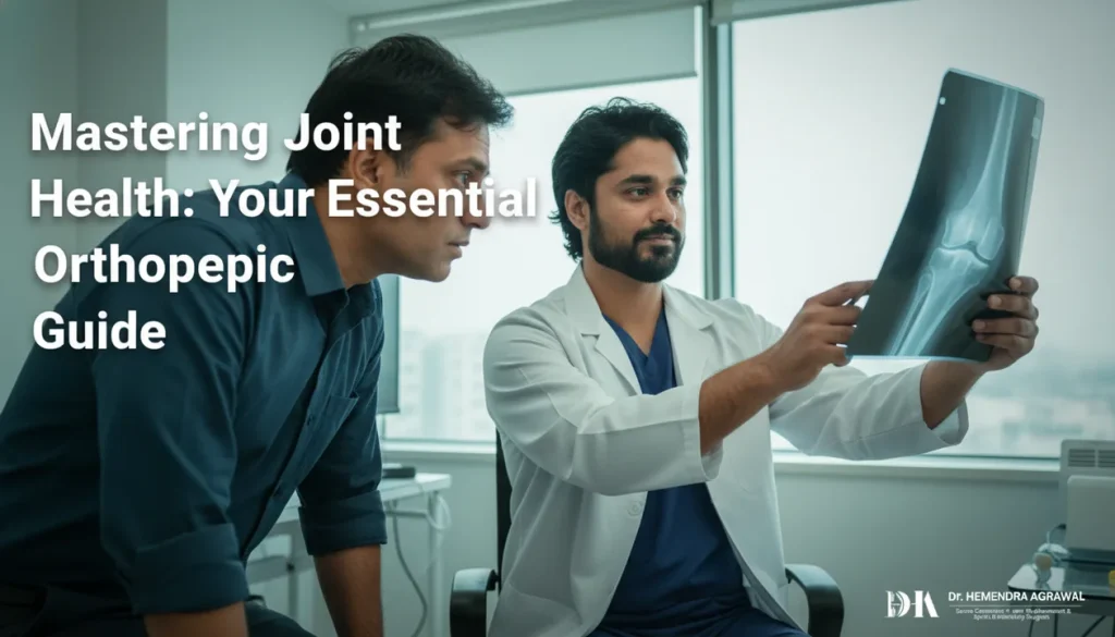 Expert orthopedic surgeon in Jaipur explaining a knee X-ray to a patient.