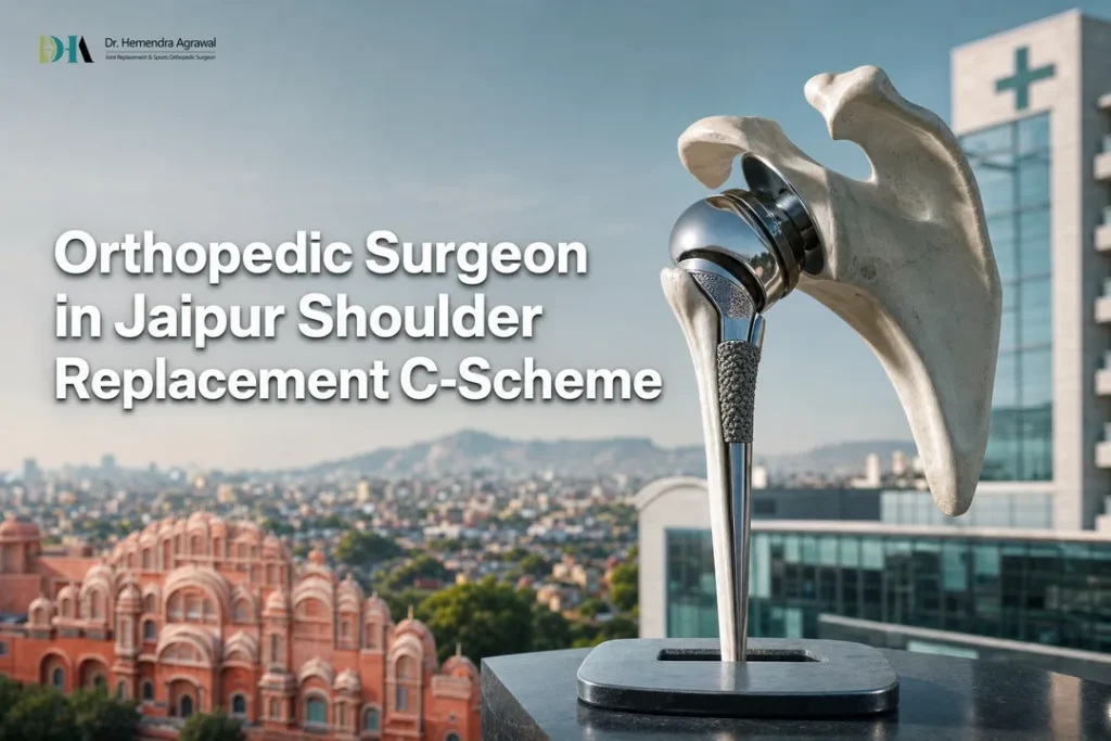 Orthopedic surgeon in jaipur cover showing a stylized shoulder implant