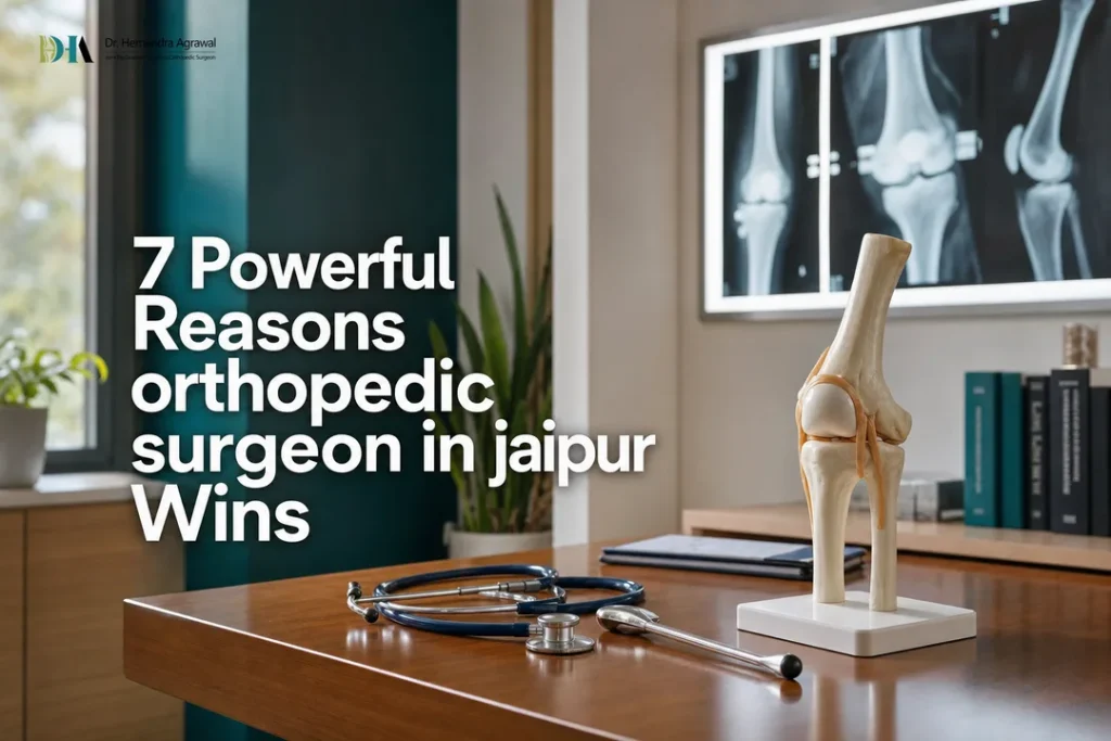 Modern orthopedic clinic desk setup representing orthopedic surgeon in jaipur services and joint care.
